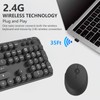 Wireless Keyboard and Mouse Combo, Retro Typewriter Style Keyboard with