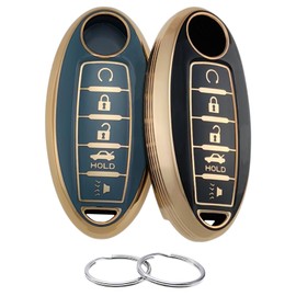 REPROTECTING TPU Key Fob Cover Compatible with 2013-2023 Nissan Altima SR Armada SL Maxima Murano Pathfinder Rogue Titan Versa Sentra (5 Buttons) (Black/Grey)