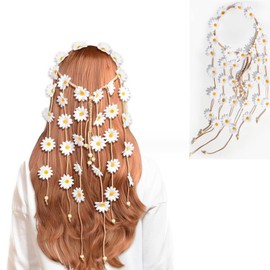 Forlush Sunflower Headband, Adjustable Sunflower Hair Accessories, Floral Hippie Headband, Bohemian Style, Suitable for Beach, Party, Wedding Decoration