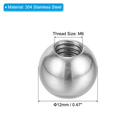 PATIKIL M6x12mm Ball Nuts Knob, 8 Pack Female Thread 304 Stainless Steel Round Blind Hole Screw Cap Cover for Lighting Machinery DIY Decoration, Silver