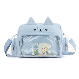 HomKuch Kawaii Messenger Bag for Women, Multiple Bag, Kawaii Japanese Crossbody Bag, Girls Shoulder Bag, Cute Purses, blue