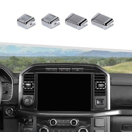 Jimen Compatible with Ford F150 2021-2024, 4PCS Center Console AC Air Vent Cover Trim (Chrome)