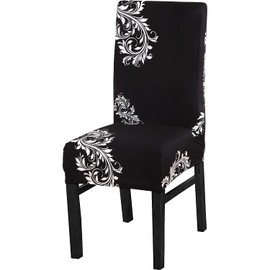 Yiaizhuo Chair Covers for Dining Room Set of 6 Pack Slipcovers High Back Chairs Cover Stretch Slipcover Black Wing