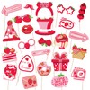SKIRUP Strawberry Photo Booth Props, 24 Pieces with Sticks, Berry