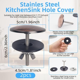 2 Pieces Kitchen Sink Hole Cover Faucet Hole Cover 2 Inch Stainless Steel Kitchen Sink Faucet Hole Plate Stopper Cover Blinding Metal Plug (Bronze)