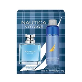 Nautica Nautica Voyage Eau de Toilette + Deo Body Spray Gift Set, Notes of Apple, Cedarwood, Mimosa, Men's Fragrance, Long Lasting, Everyday Fragrance