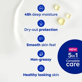NIVEA Rich Nourishing Body Lotion (250ml), NIVEA Moisturiser for Dry Skin Made with Deep Moisture Serum, Natural Almond Oil, and Vitamin E, Smooth Skin NIVEA Body Lotion