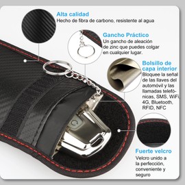 Diyife Mini Bolsa Faraday para Llaves de Coche, 2 Pack Protección Antirrobo Estuche, Bolsa Blindaje Senal RFID/WiFi/NFC - Fibra de Carbono