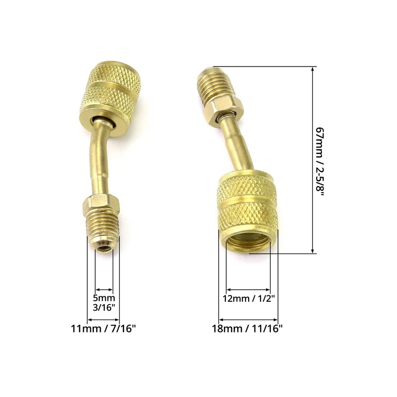 QWORK® 2 pieces R410a adapter, brass, 5/16 inch quick coupling