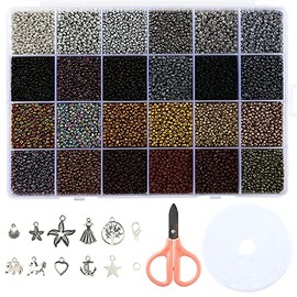 Naler 24000 Cuentas de Colores 2mm Mini Cuentas y Abalorios Cristal para DIY Pulseras Collares Bisutería (24 Colores, Color Metálico)