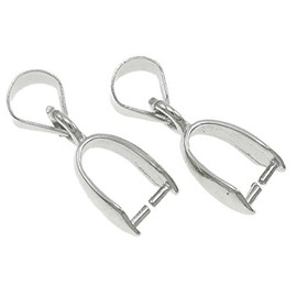 Perlin - 20 Pendant Loop Eyelets Pendant Chain Clasp Clip for DIY Accessories Jewellery Necklace Loops Connector Pendant Eyelet Silver-Plated 15 mm Bails M120 x 2, Brass