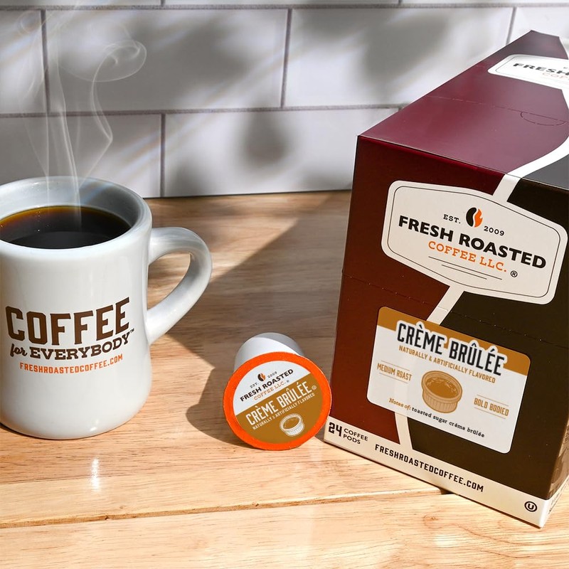 Fresh Roasted Coffee, Crème Brûlée, Flavored Coffee Pods, K-Cup Compatible,