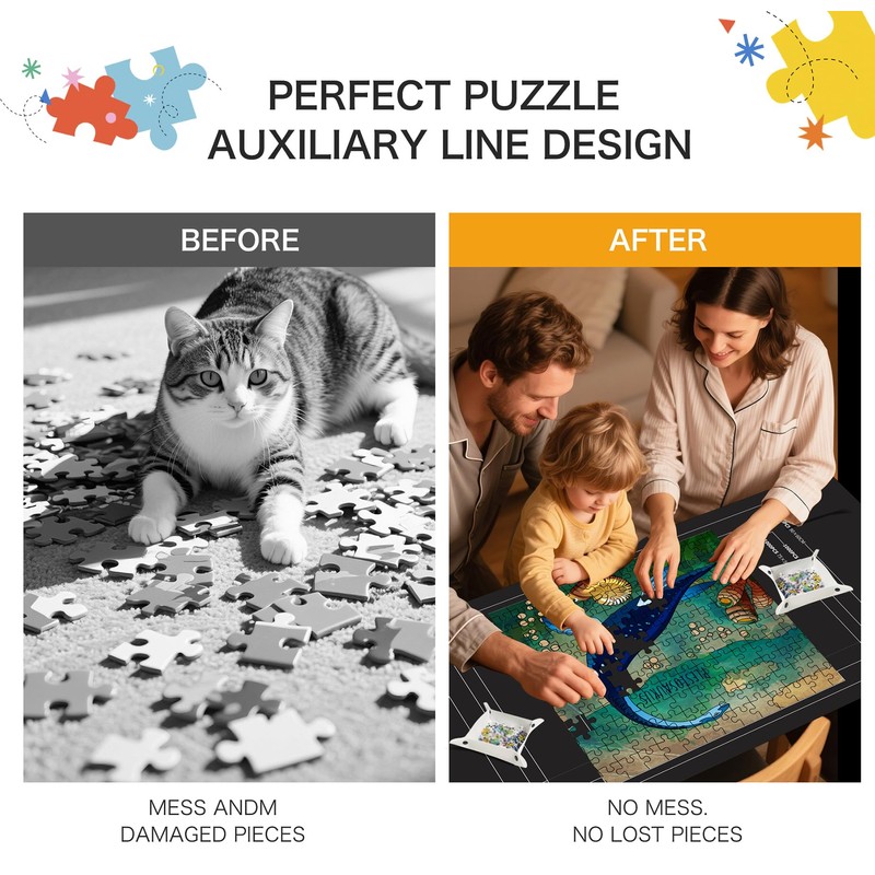 LERYG Jigsaw Puzzle Mat Roll Up Non-Slip Felt 120 X