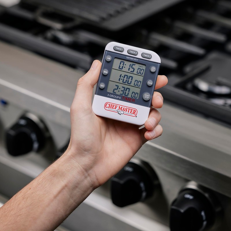 3-Channel Digital Timer by Chef Master, Triple Channel Count Up/Down