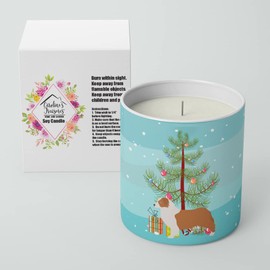 Caroline's Treasures BB2951CDL Australian Shepherd Dog Merry Christmas Tree 10 oz Decorative Soy Candle Nature Soy Wax Essential Oil Home Decor Ideal for Bedroom Kitchen Bath Office Gift, 10 oz
