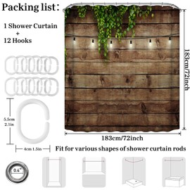 Simpomsy Garden Shower Curtain Outdoor Vintage Rustic Wooden Board Door Shower Curtain, Waterproof Polyester Fabric Countryside Life Bathroom Curtain with 12 Hooks 200x180cm