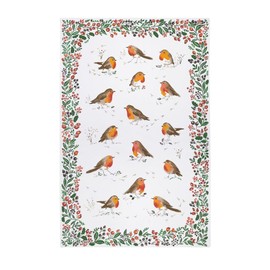 Ulster Weavers - Christmas Red Robin Tea Towel (74 x 48cm) - 100% Cotton - Washable - Christmas Berries Dish Cloths/Dish Towel - Robin Redbreast Christmas Tea Towel - Kitchen Accessories & Decor
