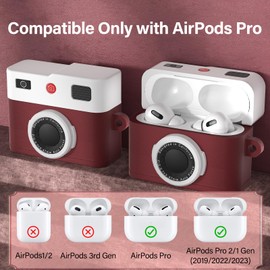 Durable Case for Airpods Pro 2nd/1st Generation with Cleaner Kit,Cute Design Camera Airpod Pro Cover (2023/2022/2019),Soft Silicone Protective Cover with Carabiner,Wired&Wireless Charging
