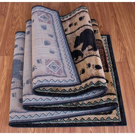 Cabin Lodge Long Runner Area Rug with Bear and Cub Image (2 Feet 4 Inch X 10 Feet 10 Inch) Runner
