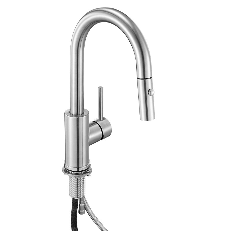 VEVOR Single Handle Sink Faucet Brushed Nickel Pull-Down Kitchen Sink