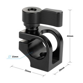 CAMVATE 15 mm Single Rod Clamp Install on 1/4 "-20 Thread Hole for Camera Cage (Black Knob)