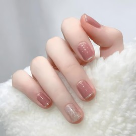 COLORBIRD Nail Tips, Short, 24 Pieces, Pink, French, Press-On Nails, Short, Cute, Square Off (R363)