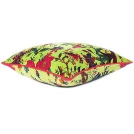 Eyes of India Velvet Floral Flower Bird Throw Pillow Sofa Cushion Cover Case Couch Colorful Boho Chic Bohemian Accent Indian Handmade (Light Green, 16" x 16")