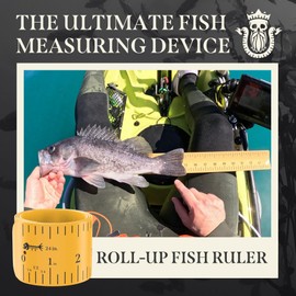 Fish Rulers Roll-up & Slap-on Premium Fishing Tape Measure - Easy-to-Read Catch and Release Fish Measuring Device for Boat & Kayak Accessories - Compact & Extendable Fish Ruler (Gold - 24" Inches)