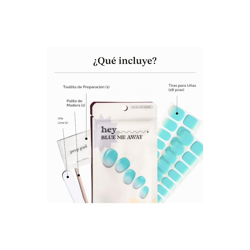 Heyhae Tiras de Gel Semicurado para Uñas - Hey, Blue