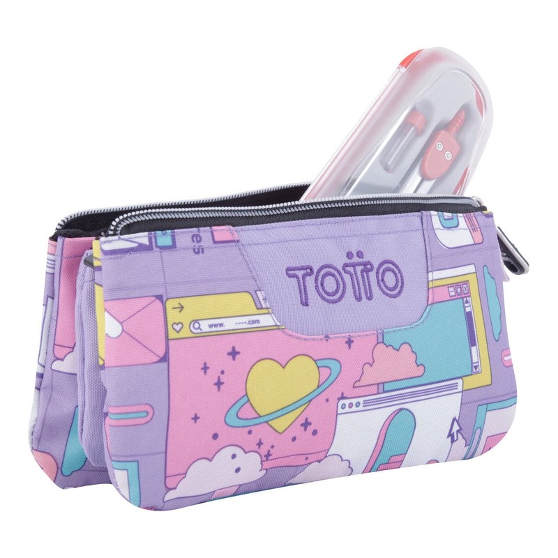 School Case Three Compartments Cyber Purple - Board