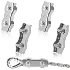 Tunejoy Duplex Klemme M8 Drahtseilklemme Edelstahl 304 Seilklemme für Drahtseile von 8mm Sichern von Seilen Stahldraht Wäscheleine 4 Stück