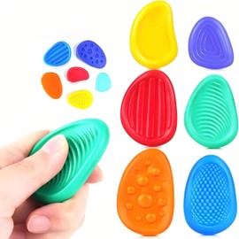 Fidget Toys Sensory Stone, 6 Pcs Textured Worry Stone Fidget, Fidget Stress Toys for Students Anxiety Relief, Stress Calming Toys for Kids Adults, Small Prizes Fidget Toys