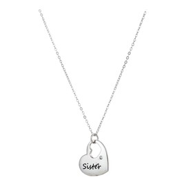 Bolenvi - Collar con colgante de corazón de circonita cúbica con cadena ajustable de plata de ley 925, Plata esterlina, Sin piedra preciosa