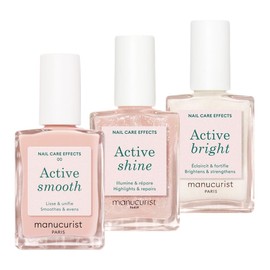 Manucurist Active Icons Trio Smooth Shine & Bright Set | Nail strengthener polish trio with Active Smooth 00, Active Shine and Active Bright. No lamp gifts for women