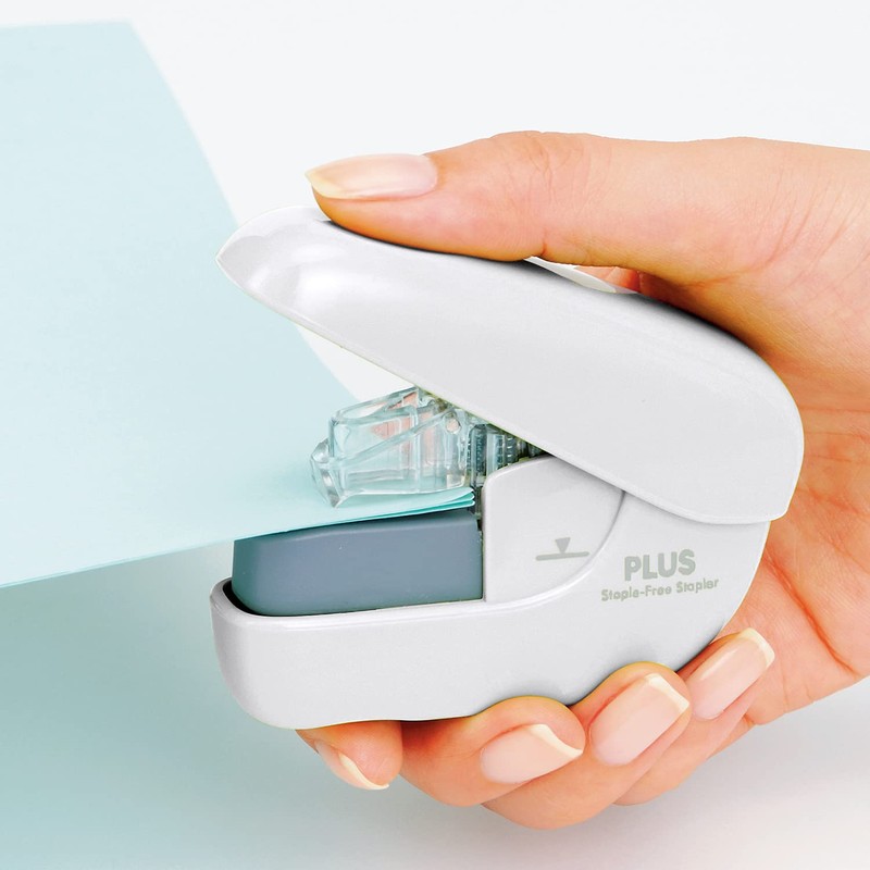 プラス 針なしホッチキス ペーパークリンチ コンパクト ホワイト SL-106NB 31-122