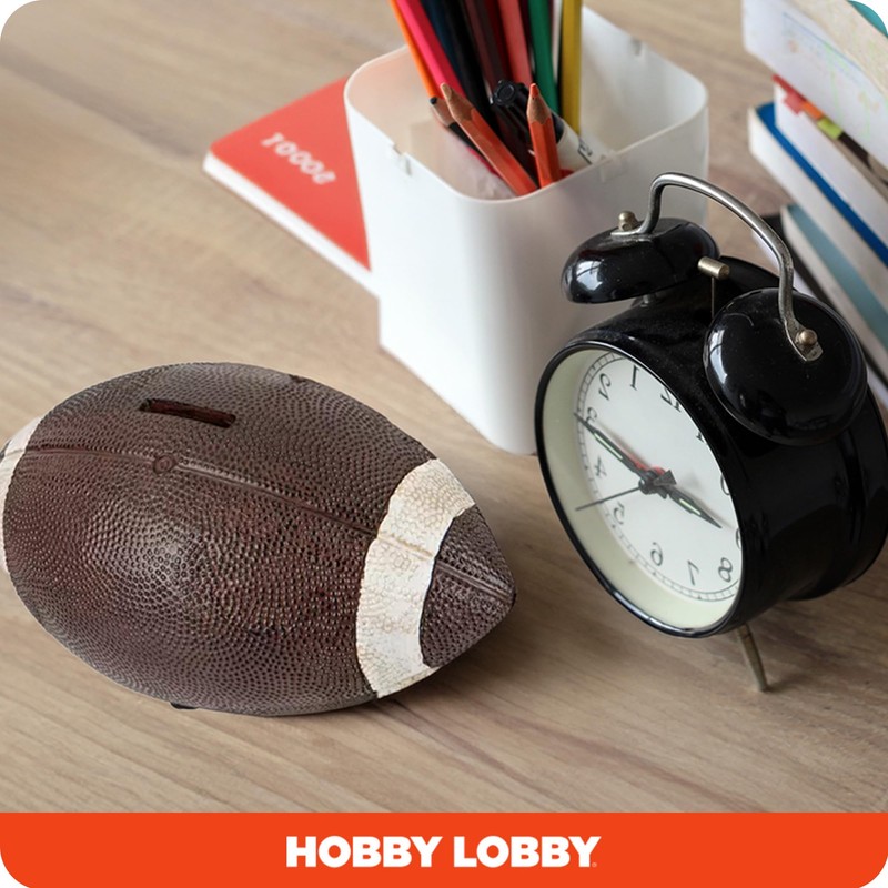 Rustic Brown & White Football Piggy Bank - Realistic Textured