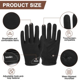 Turbovera Outdoor Durable, Non-Slip Microfibre Riding Gloves for Men and Women - Professional Riding Equipment with Adjustable Strap, Breathable & Soft (Black, S/M)