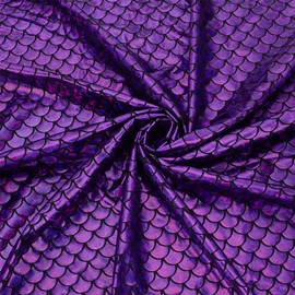 HOBBIESAY Purple Mermaid Scales Fabric 59.05x39.37 inch Glitter Stretch Fish Scale Decorative Fabric for Sewing Dress Costume Clothes Decor DIY Crafts