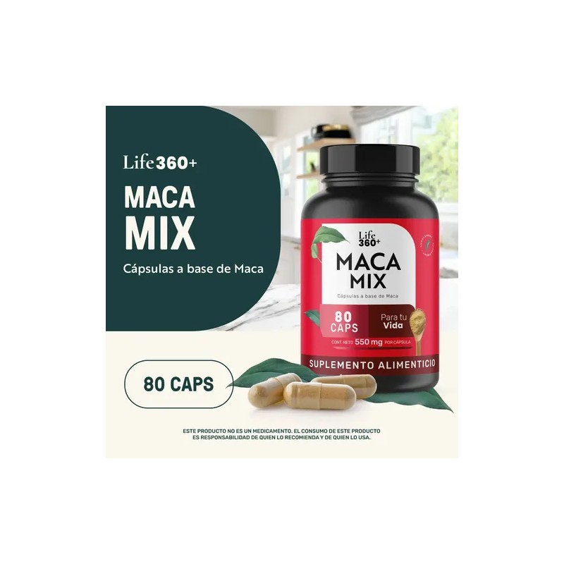 Maca Mix - Maca Negra, Amarilla y Roja 80 Cápsulas