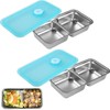 Lyreh 2pcs Stainless Steel Snack Containers with Lid, Reusable Double-Compartment