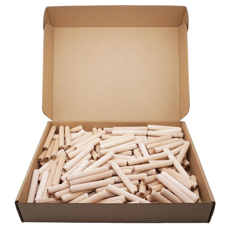 SKIR'CO (Pack of 200) Wooden Dowels 10x70mm Grooved Wood Dowels