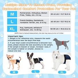 WUFANC Heat Pants for Female Dogs, Pack of 2, Dog Panties Heat with 6 Hygiene Pads, Washable and Reusable, Adjustable and Anti-Harassment, for Indoor and Outdoor Use (L)