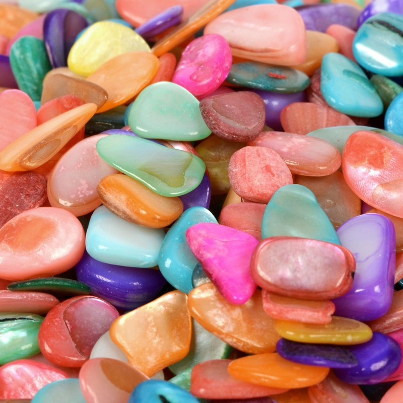 Dyed Multi-Color Shell Polished Chips Crushed Tumbled Stone Crystal Healing