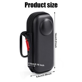 NQEUEPN Hard Shell Carrying Case, with Carabiner Waterproof Anti-Shock Travel Case Lens Cover Portable Protective Storage Bag for Insta360 X4 Camera Accessories (Black)