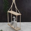 GEEZY 2 Tier Hanging Floating Macrame Rope Shelf Wooden Storage