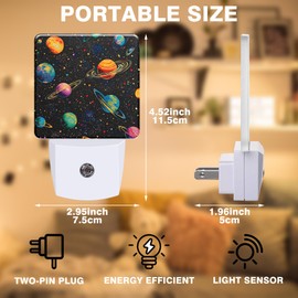 FOISIIAEA Galaxy Space Universe Night Light Colorful Planets Night Lights Plug into Wall Smart Dusk to Dawn Sensor 0.5W Energy Efficient Led Lamp for Men Women Bedroom Bathroom Hallway Stairway Decor