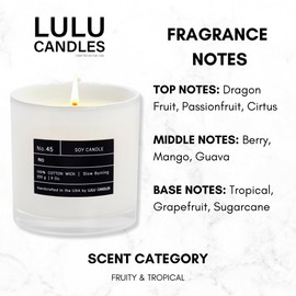 Lulu Candles | Rio | Smells Tropical & Fruity | Luxury Scented Soy Jar Candle | Hand Poured in The USA | Highly Scented Long Lasting (9 Oz.)