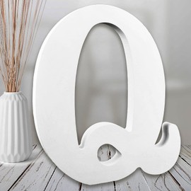 AOCEAN 8 Inch White Wood Letters, Unfinished Wooden Letters for Wall MAGA Decorative Standing Letters Slices Sign Board Decoration for Craft Home Party Projects (Q)