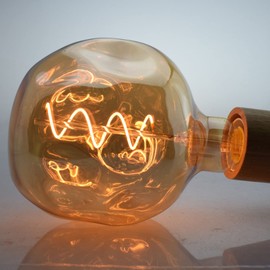 Lxcom Lighting E26/E27 4W Dimmable LED Vintage Edison Light Bulb 40W Equivalent G125 Amber Glass Spiral Filament Decorative Lamp Bulb Warm White 2300K for Bar Restuarant Home Decoration, 1 Pack