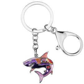 DALANE Enamel Alloy Novelty Shark Keychains Fish Car Purse Key Ring Charms Jewelry Gifts for Women Girls (Purple)